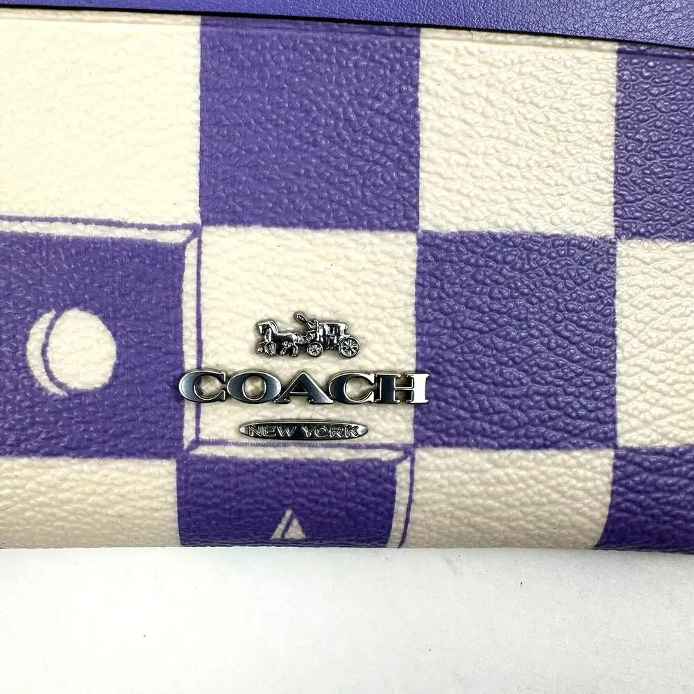 Coach CR825 Mini Skinny Id Case With Checkerboard Print IN Light Violet/Chalk - Picture 3 of 5